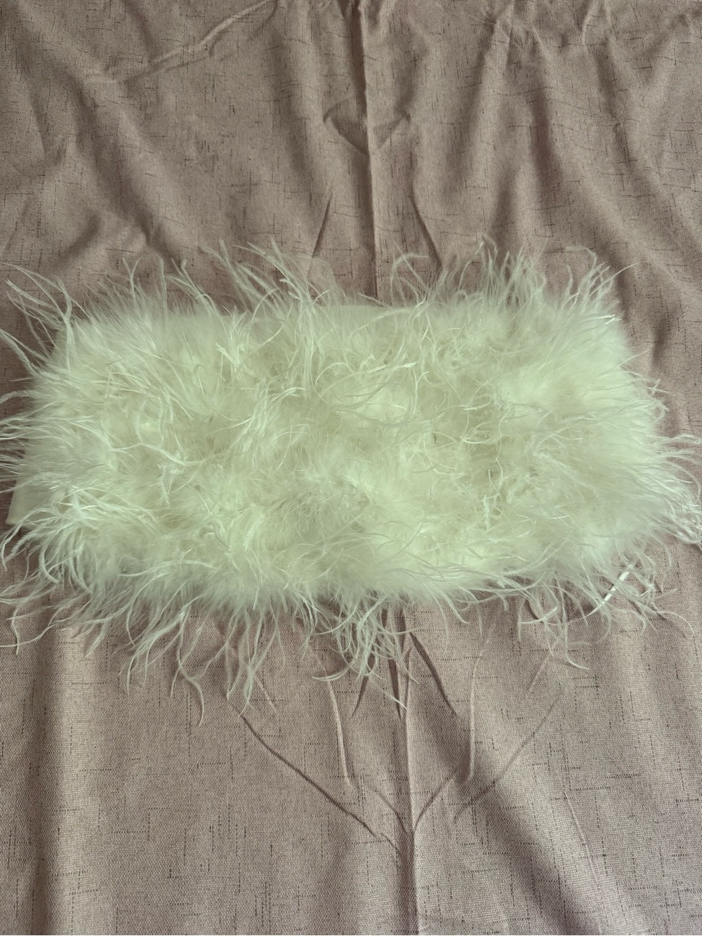 Steve Madden Feather Trim Bandeau — White